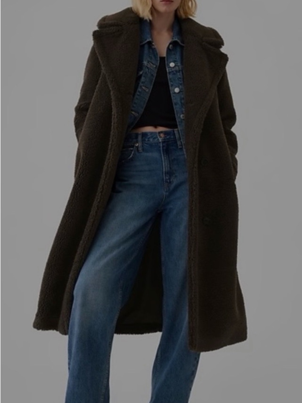 NWOT GAP Long Teddy Coat in Dark Brown